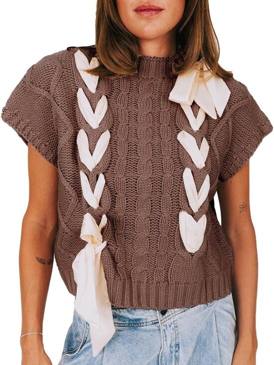 Y2K Cute Cap Sweaters - Women Knot Tank Top Y2K